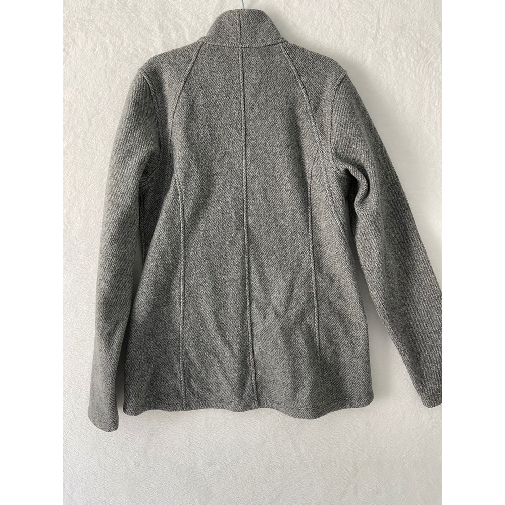 Athleta Stroll Fleece Full Zip Jacket Grey Herringbone Mock Neck Womens Medium - Picture 7 of 8